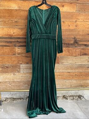 Windsor | Dresses | Long Sleeve Green Dress With Rhinestones